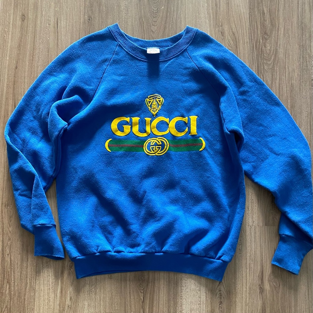 Vintage 90’s Fruit of the Loom Blue Men's NYC Crewneck sweatshirt size large